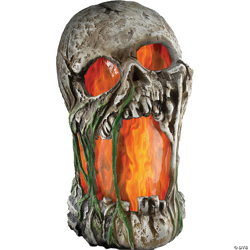 12" Flaming Rotted Skull Animated Prop - The Costume Shop your one stop costume shop!