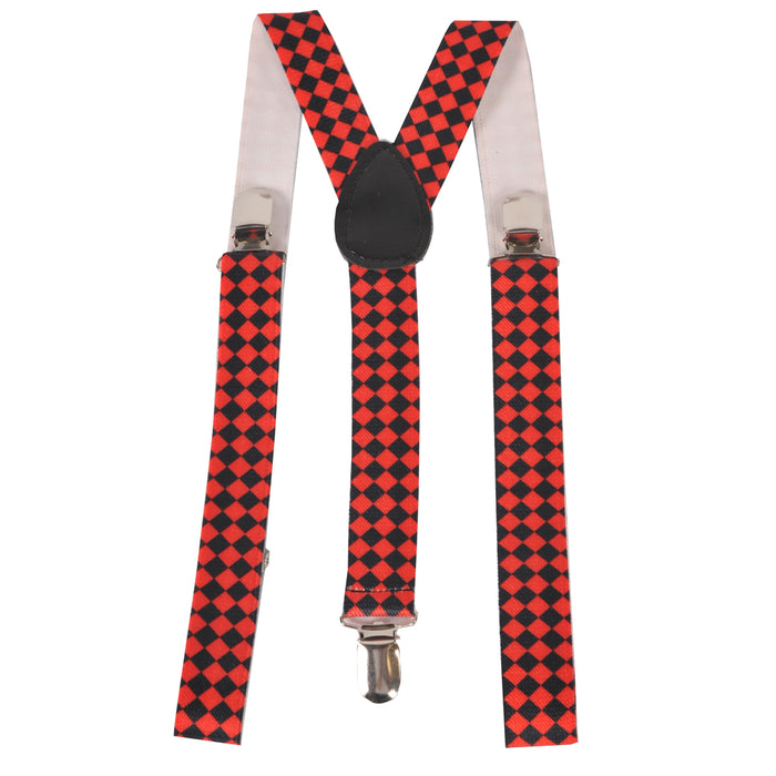 Bold Red Checkerboard Suspenders